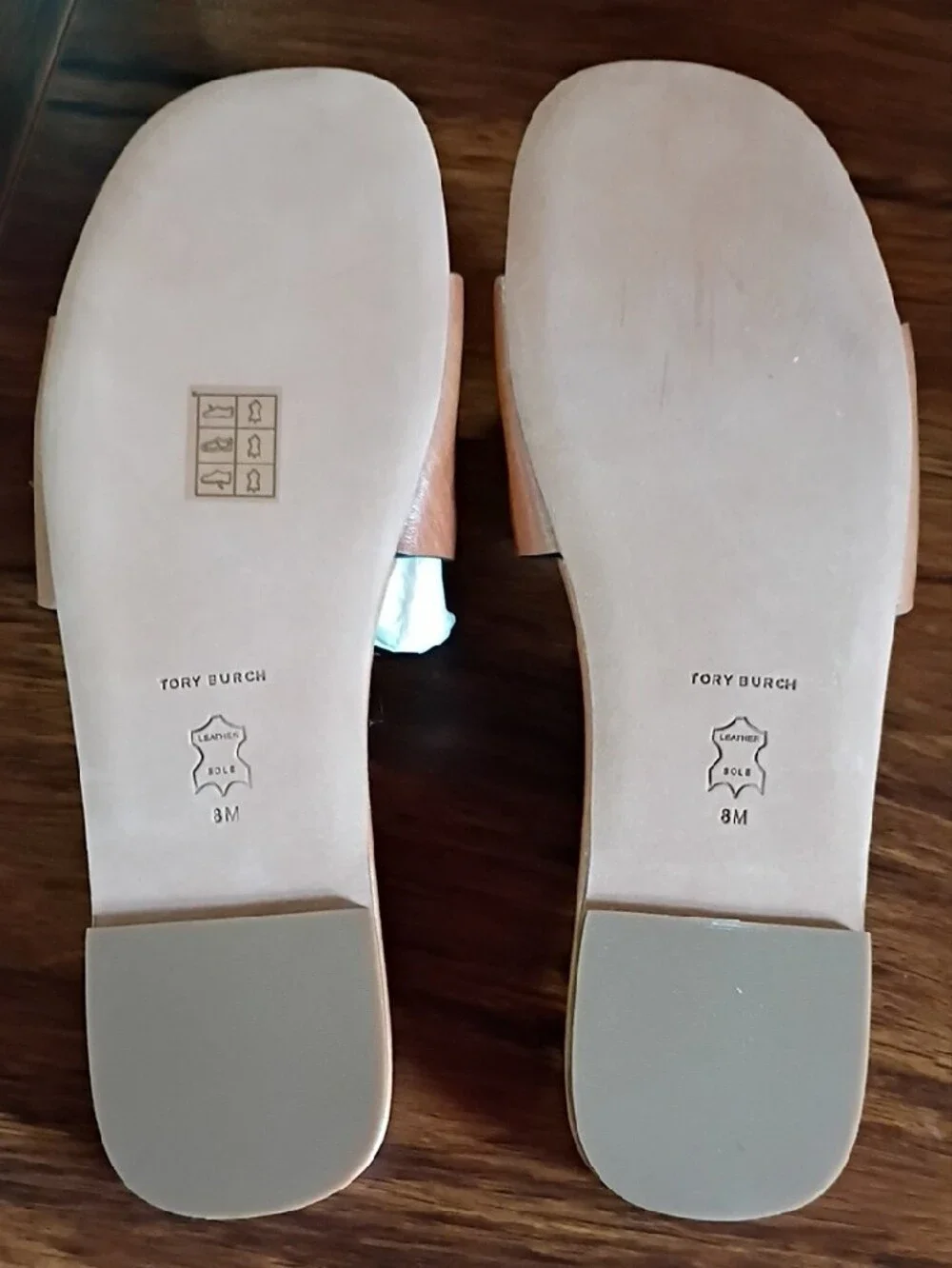 Tory Burch Double Stack Logo Slide In Tan Goat Leather